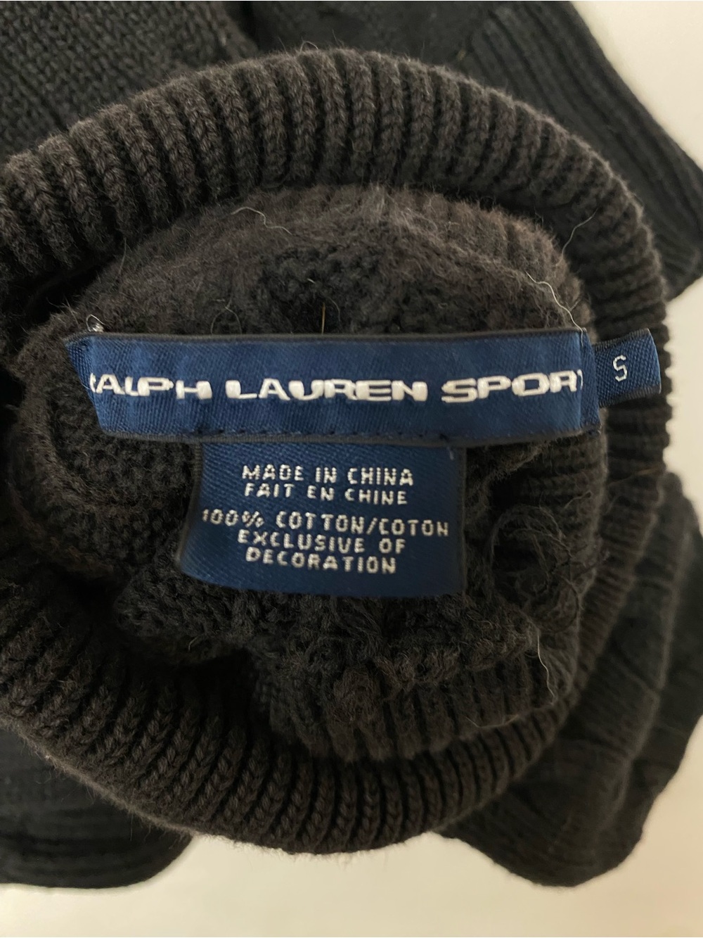 Ralph Lauren Sport Black Cable-Knit Short Sleeve Turtleneck - Picture 4 of 4